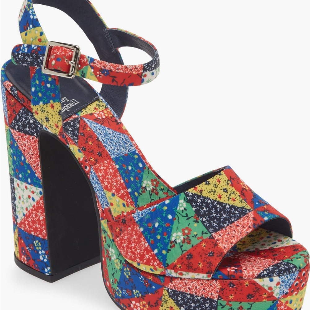 Colorful Patchwork Platform Sandals - image 1